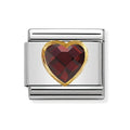 NOM HEART CZ RED 18YG - OVAL CZ