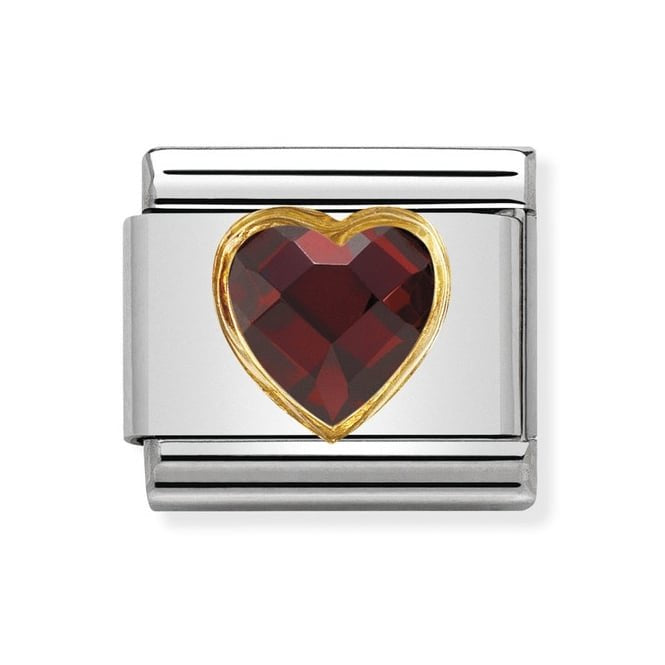 NOM HEART CZ RED 18YG - OVAL CZ