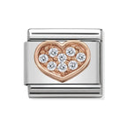 NOM ROSE GOLD HEART RICH WHT CZ