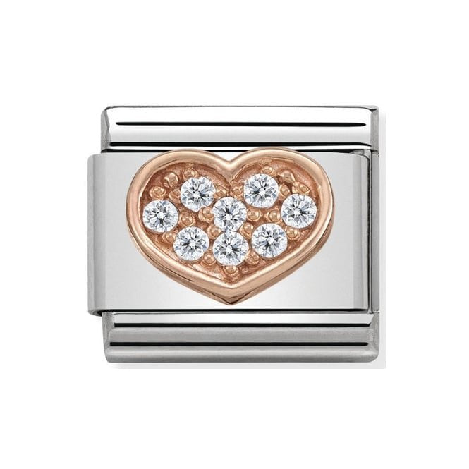 NOM ROSE GOLD HEART RICH WHT CZ