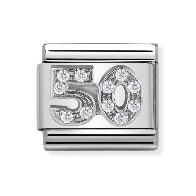 NOM NUMBER 50 FIFTY MULTI CZ SILV SHINE