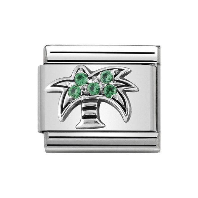 NOM PALM TREE GREEN MULTI CZ SILV SHINE