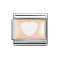 NOM ROSE GOLD WHT ENAMEL HEART