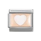 NOM ROSE GOLD WHT ENAMEL HEART