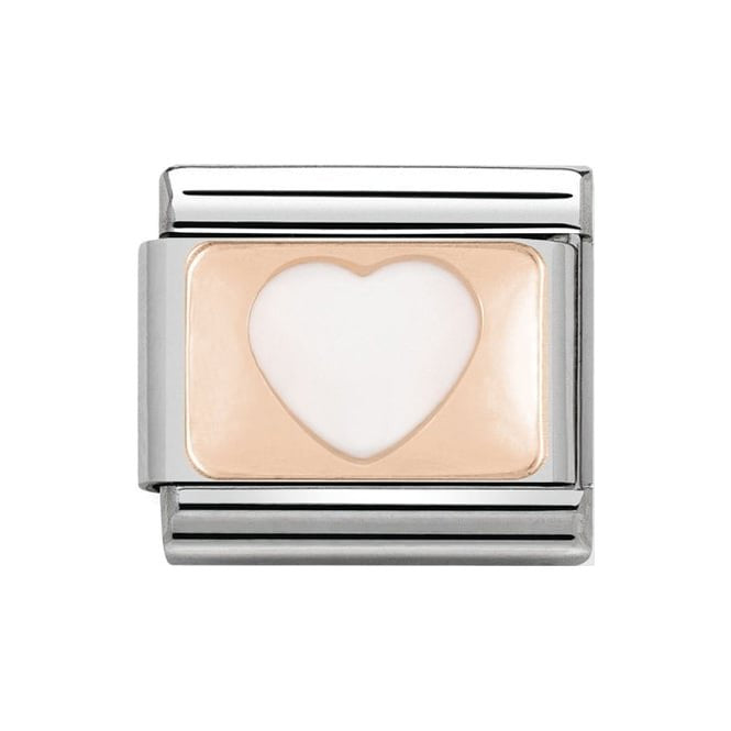 NOM ROSE GOLD WHT ENAMEL HEART