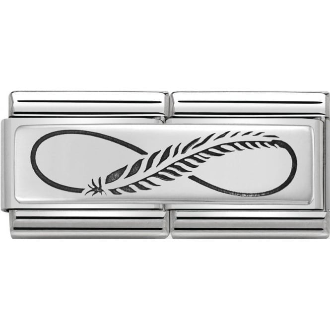 NOM DOUBLE ENGRAVED INFINITY FEATHER SIL