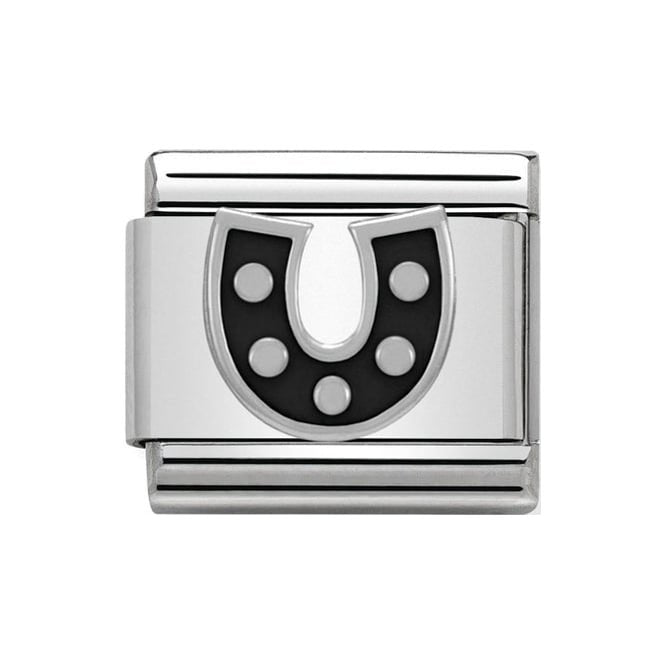 NOM ENAMEL BLACK HORSESHOE