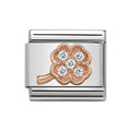 NOM ROSE GOLD 4 LEAF CLOVER RICH WHT CZ