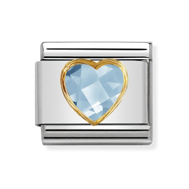 NOM HEART CZ LIGHT BLUE 18YG - OVAL CZ