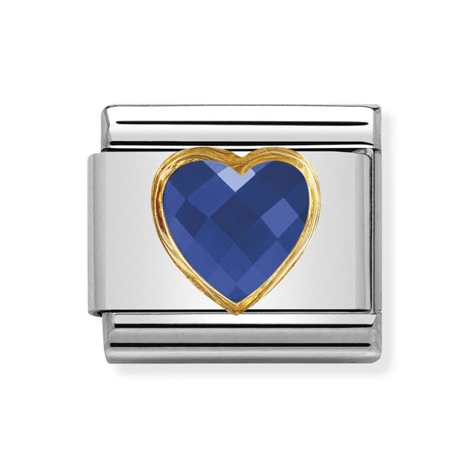 NOM HEART CZ BLUE 18YG - OVAL CZ