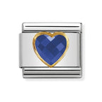 NOM HEART CZ BLUE 18YG - OVAL CZ