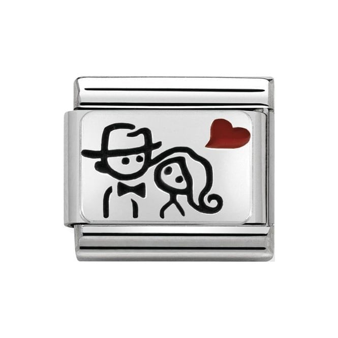 NOM COUPLE WITH HEART SILV SHINE - PLTE SYMBOL