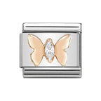 NOM ROSE BUTTERFLY WHT CZ