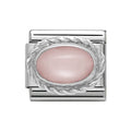 NOM OVAL PINK OPAL ROPE EDGE SILV - HARD STONE