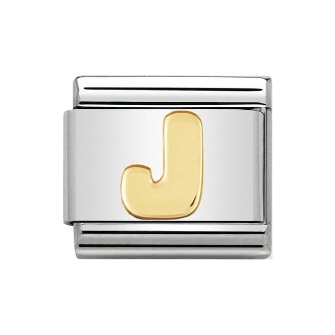 LETTER J GOLD NOM CHARM - 18CT & SS