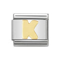 LETTER K GOLD NOM CHARM - 18CT & SS