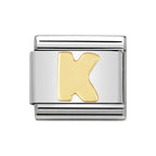 LETTER K GOLD NOM CHARM - 18CT & SS