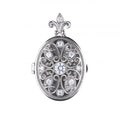SILV ZIRC DIAMONFIRE OVAL ORNATE LOCKET PENDANT
