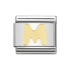 LETTER M GOLD NOM CHARM - 18CT & SS
