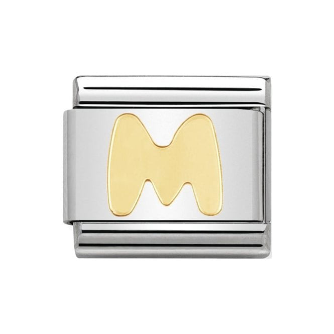 LETTER M GOLD NOM CHARM - 18CT & SS