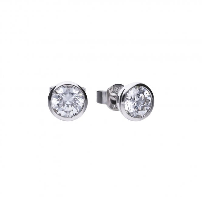 SILV ZIRC DIAMONFIRE 1.0CT SOLITAIRE RUB STUD ER