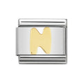 LETTER N GOLD NOM CHARM - 18CT & SS