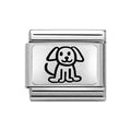 NOM SILV SH FAMILY DOG CHARM - OXYDISED
