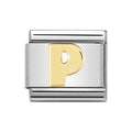 LETTER P GOLD NOM CHARM - 18CT & SS