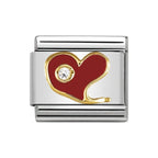 NOM CZ RED ENAMEL WHT CZ HEART - CZ LOVE