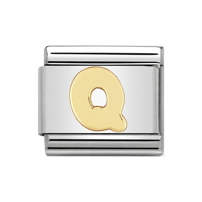 LETTER Q GOLD NOM CHARM - 18CT & SS