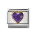 NOM HEART CZ PURPLE 18YG - OVAL CZ