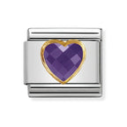 NOM HEART CZ PURPLE 18YG - OVAL CZ