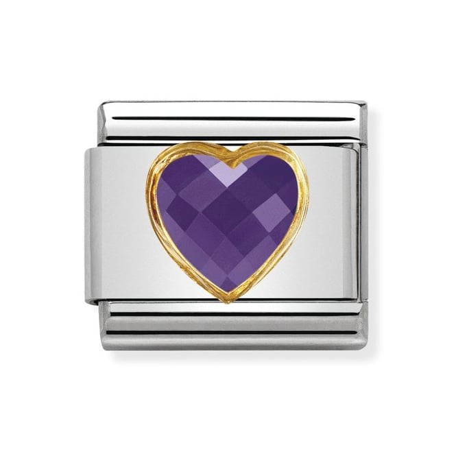 NOM HEART CZ PURPLE 18YG - OVAL CZ