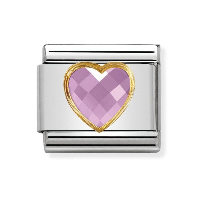 NOM HEART CZ PINK 18YG - OVAL CZ