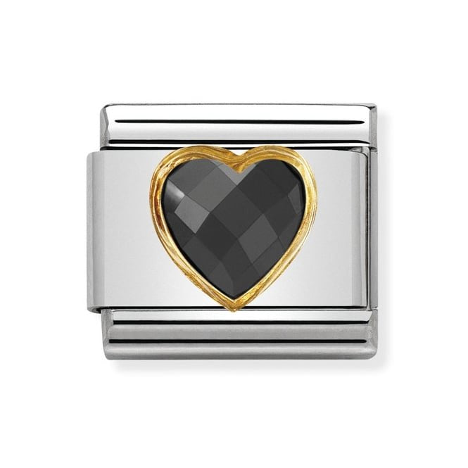 NOM HEART CZ BLACK 18YG - OVAL CZ