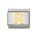 LETTER R GOLD NOM CHARM - 18CT & SS