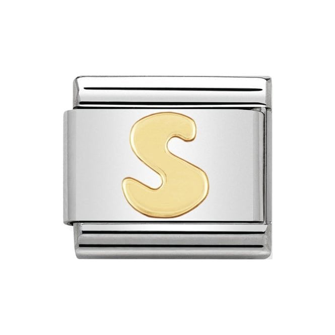 LETTER S GOLD NOM CHARM - 18CT & SS