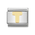 LETTER T GOLD NOM CHARM - 18CT & SS