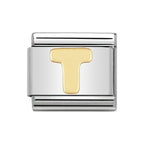 LETTER T GOLD NOM CHARM - 18CT & SS