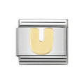LETTER U GOLD NOM CHARM - 18CT & SS