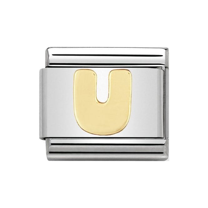 LETTER U GOLD NOM CHARM - 18CT & SS