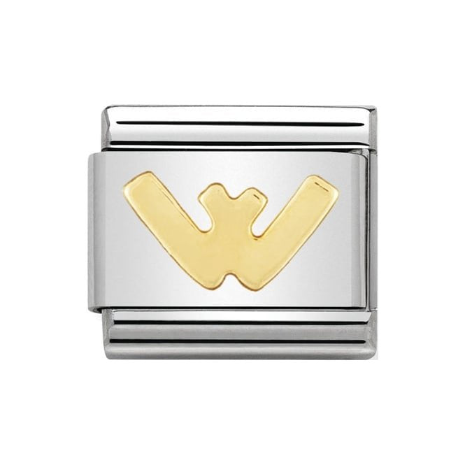 LETTER W GOLD NOM CHARM - 18CT & SS