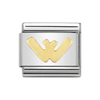 LETTER W GOLD NOM CHARM - 18CT & SS