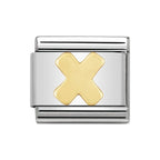 LETTER X GOLD NOM CHARM - 18CT & SS