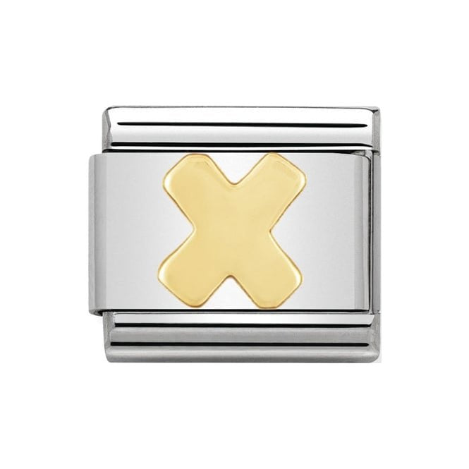 LETTER X GOLD NOM CHARM - 18CT & SS