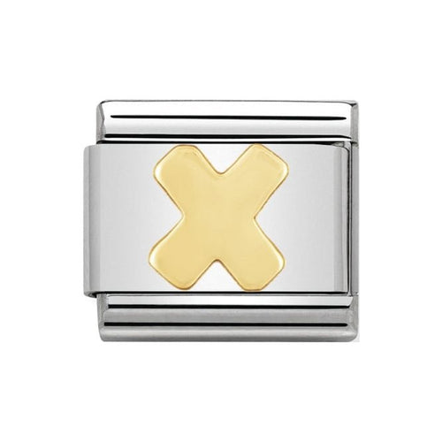 LETTER X GOLD NOM CHARM - 18CT & SS