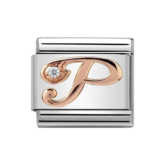 NOM LETTER P CZ ROSE GOLD
