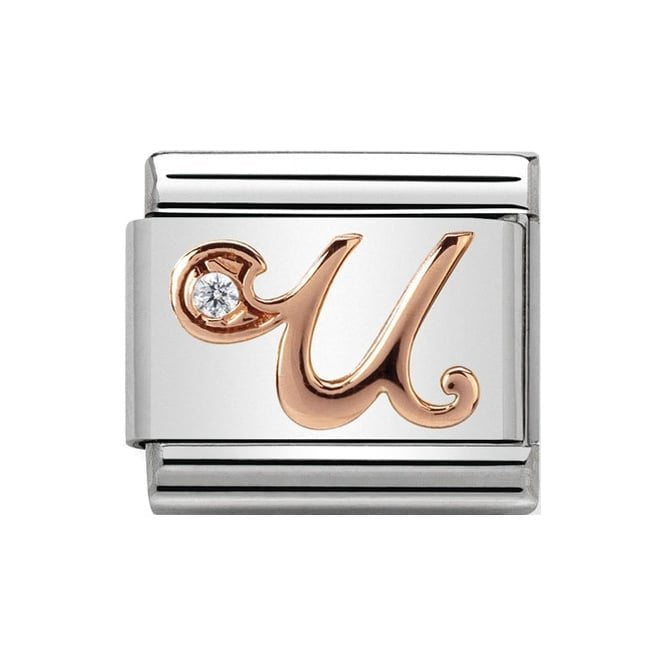 NOM LETTER U CZ ROSE GOLD