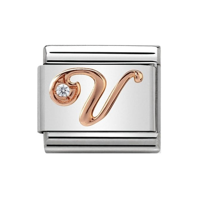 NOM LETTER V CZ ROSE GOLD