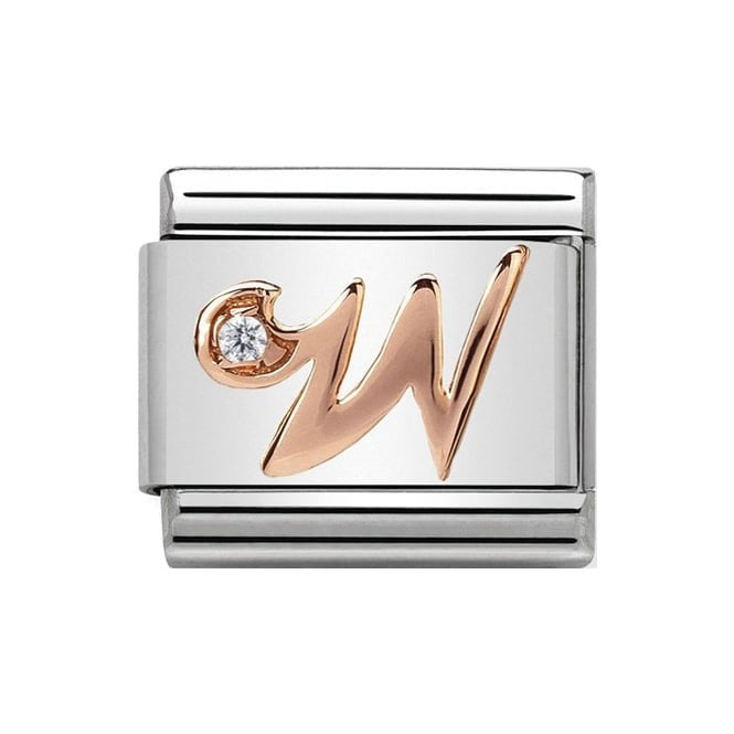 NOM LETTER W CZ ROSE GOLD